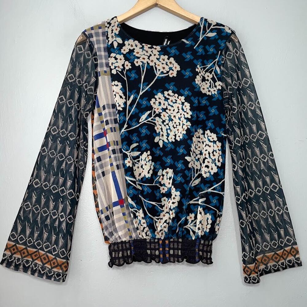 Desigual Mesh Top Size Small Artsy Whimsigoth Festival Bloomcore Goblin Peasant